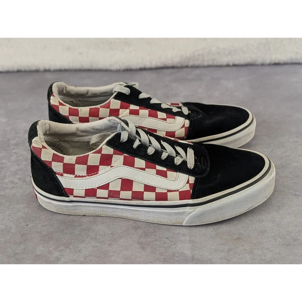 Vans Ward Low Top Checkerboard Sneakers Red Black White Women 7.5 500714